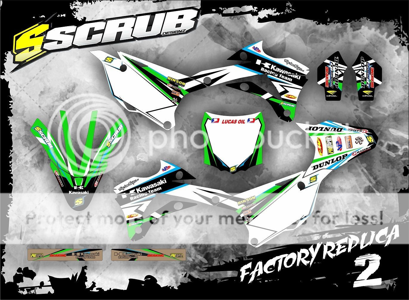 SCRUB DESIGNZ Kawasaki graphics decals kit KX 85 2014 2015 2016